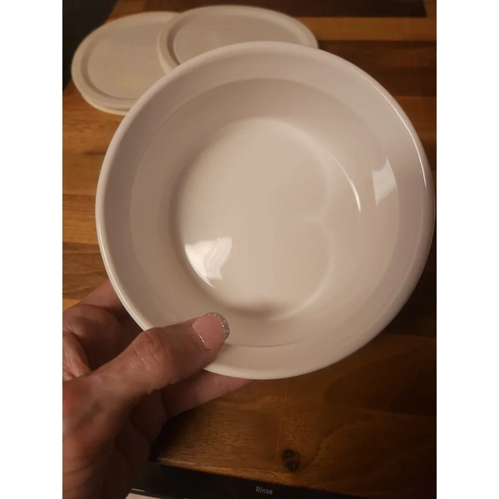 Set Of 2 Vintage Corning Ware French White F-16-B 16oz Casserole Dishes W/ Lids